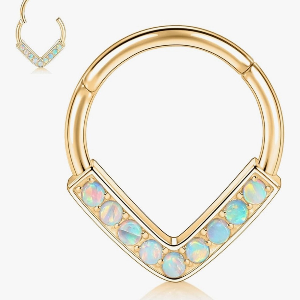 Teardrop Shaped Opal Clicker Body Jewelry